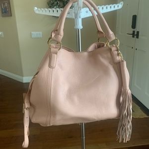 NWOT GILI Blush Pink Large Italian Pebble Leather Shoulder/Tote Bag